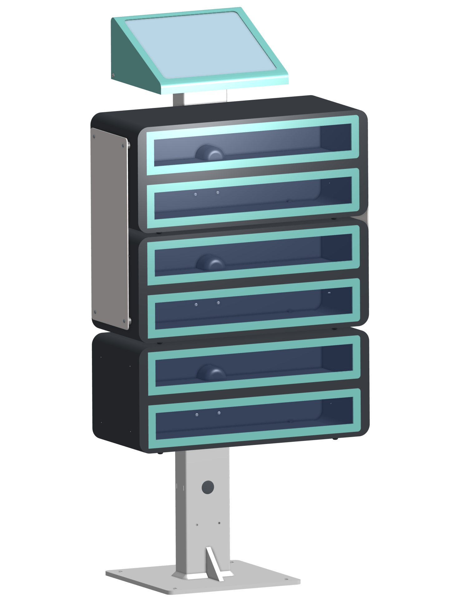 6-locker kiosk: 0 regular, 6 wide